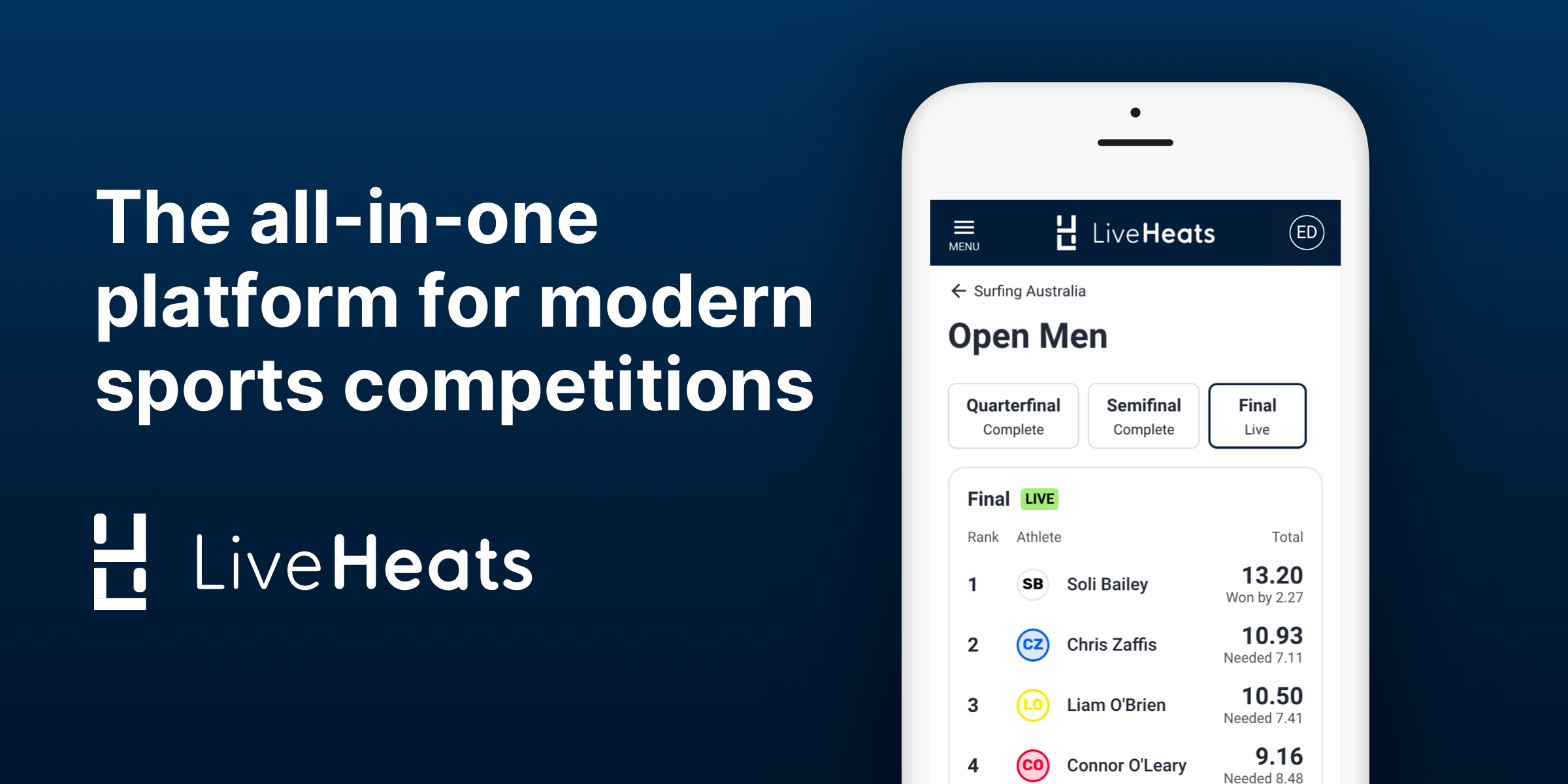 LiveHeats | Live Scoring and Competition Management Platform for Sports