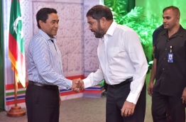 [File] Former President Abdulla Yameen (Right) meets with MP Gasim Ibrahim