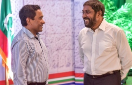R to L: Gasim Ibrahim and President Yameen Abdul Gayoom