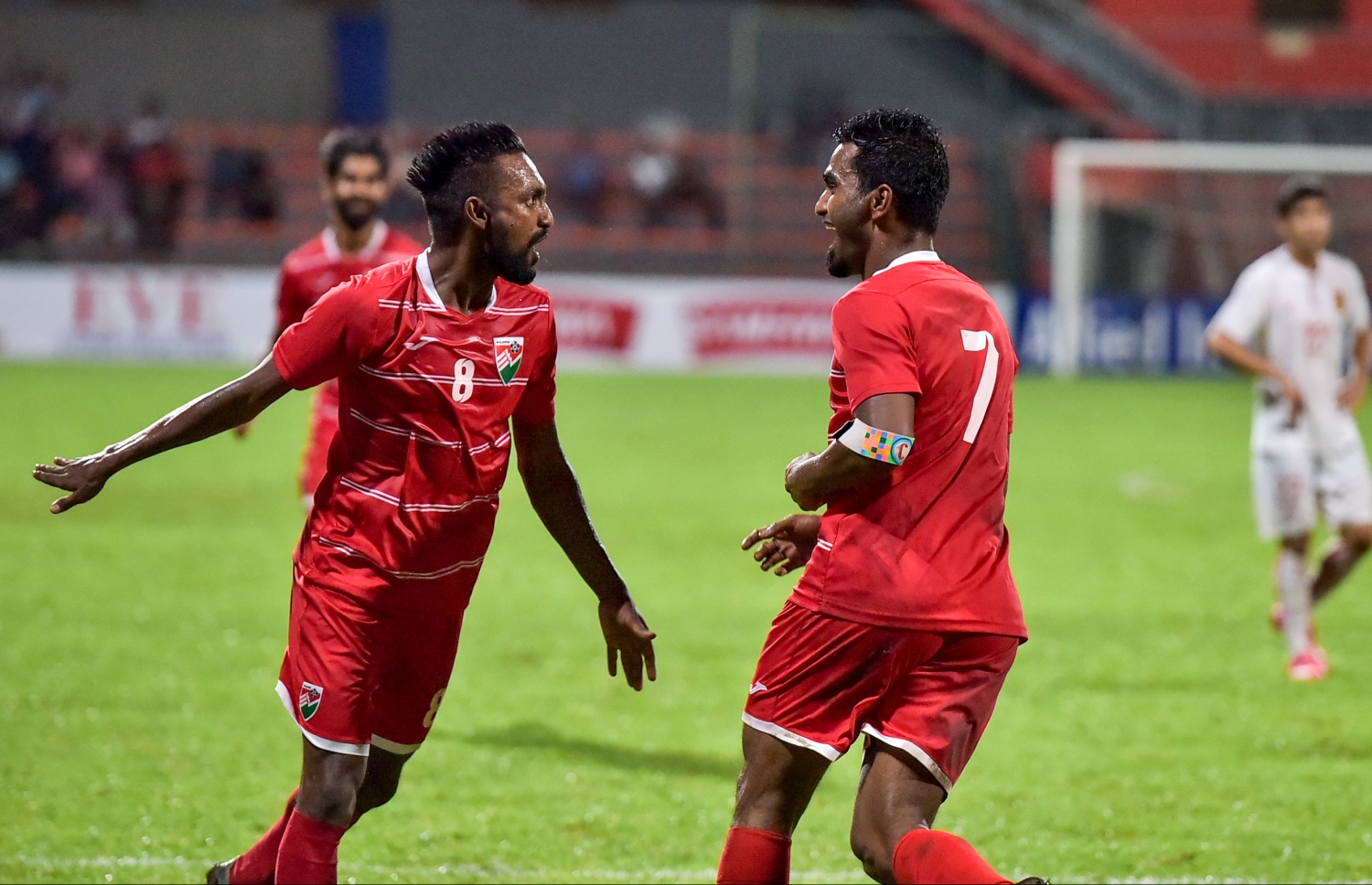 އޭޝިއަން ކަޕް ކޮލިފައިންގައި ރާއްޖެ އާއި ލާއޮސް ކުޅުނު މެޗުގެ ތެރެއިން. -- ފޮޓޯ: ނިޝާން އަލީ/ މިހާރު