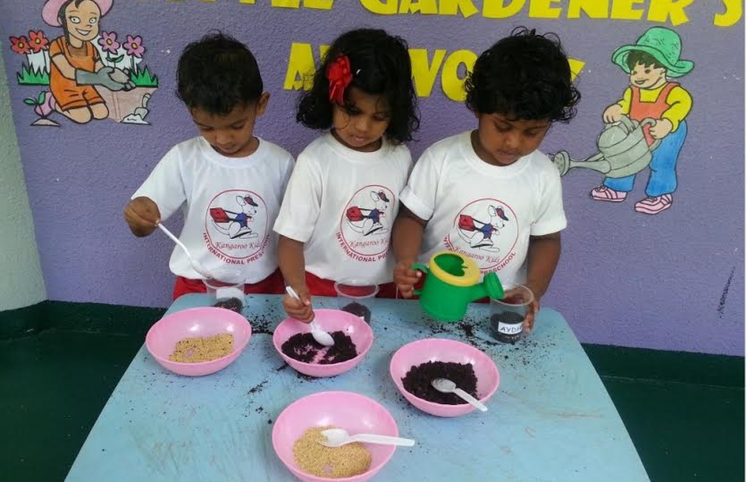 ކެންގަރޫ ކިޑްސް ޕްރީ ސްކޫލުގެ ކެއްކުމުގެ ހަރަކާތެއްގައި އެ ސްކޫލުގެ ތިން ދަރިވަރަކު ބައިވެރިވަނީ -- ފޮޓޯ: އައިލެންޑާސް އެޑިއުކޭޝަން