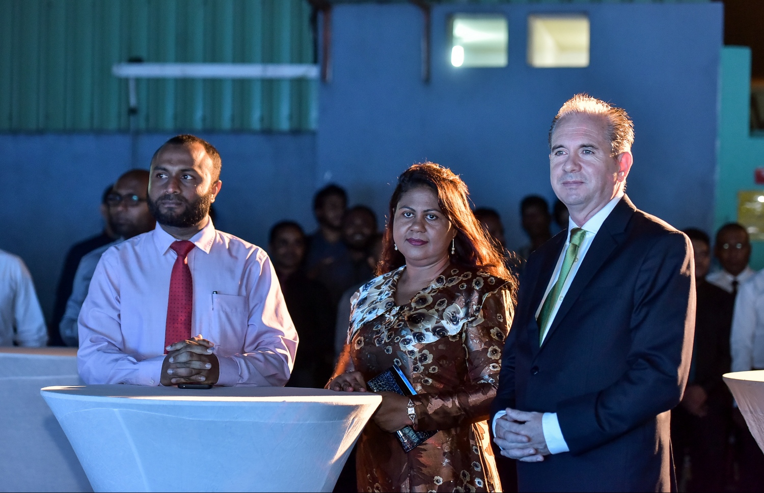 ބީއެމްއެލްގެ އިސްލާމިކް ބޭންކިން ބްރާންޗް ހުޅުވުމަށް މިރޭ ބޭއްވި ރަސްމިއްޔާތުގައި އެ ބޭންކުގެ ސީއީއޯ އެންޑްރޫ ބައިވެރިވެވަޑައިގަންނަވަނީ.-- ފޮޓޯ: ނިޝާން އަލީ/ މިހާރު