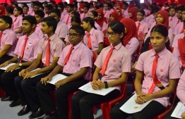 Students of Iskandhar School at the ceremony held to mark the end of Academinc Year 2016. FILE PHOTO/MIHAARU
