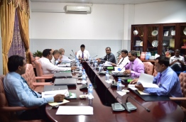 Health Ministry officials sit down with the parliamentary Public Accounts Committee to discuss the ministry's compliance audit report, which accused the ministry of corruption in procuring ventilators for Maldives' COVID-19 response -- Photo: Nishan Ali / Mihaaru News