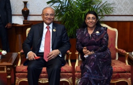 Former President Maumoon Abdul Gayoom and his beloved wife Madam, Nasreena Ibrahim. PHOTO: MIHAARU 