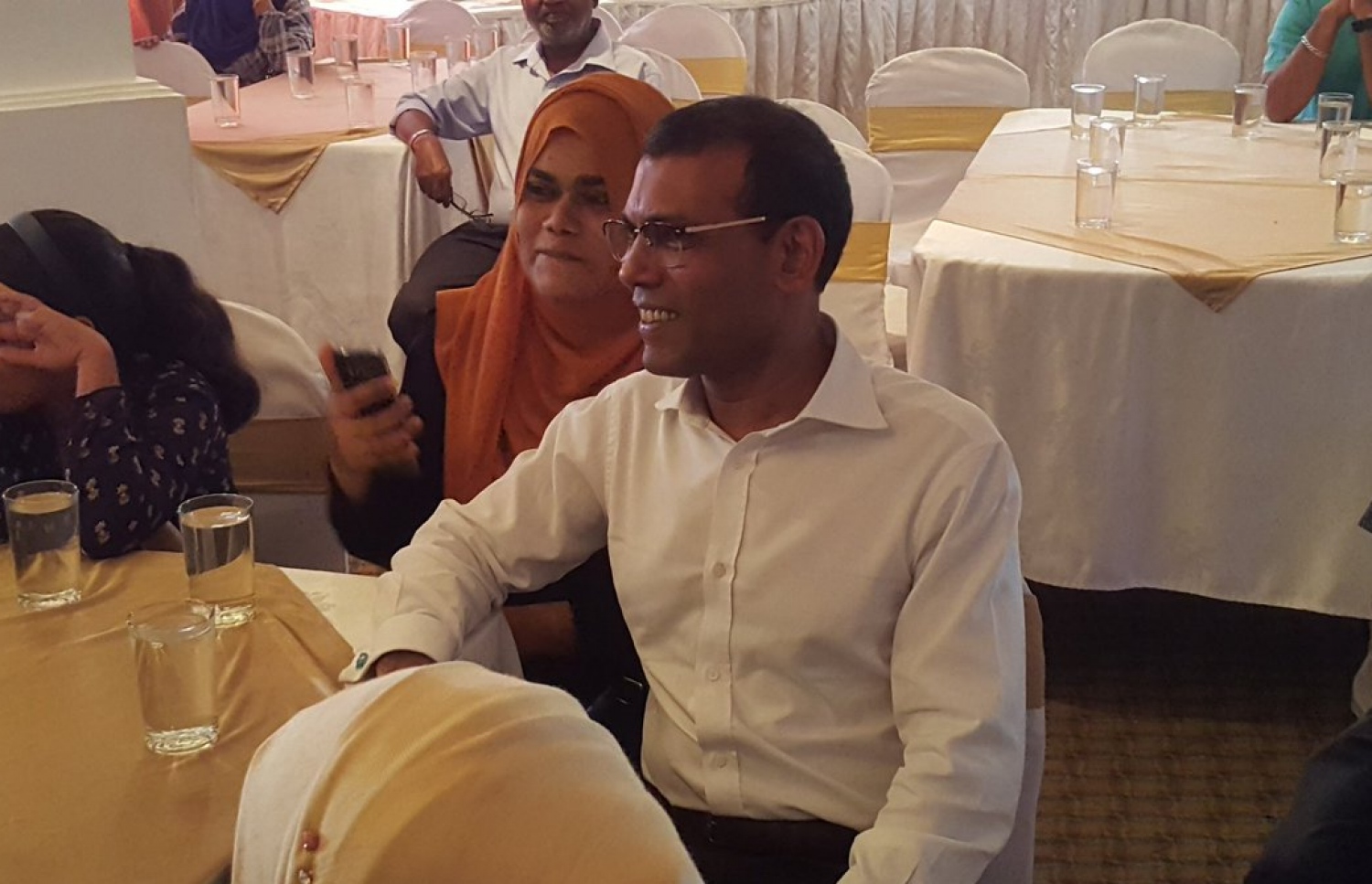 ނަޝީދު: ރައްޔިތުންނާ އެކު ނުހުންނެވޭތީ ހިތާމަކުރައްވާ ކަމަށް ވިދާޅުވި. --ފޮޓޯ: އެމްޑީޕީ