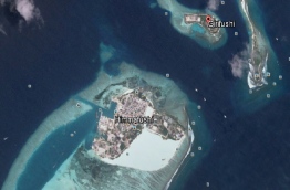 Girifushi and Himmafushi, two islands adjacent to each other in Kaafu Atoll. Girifushi is used as a military training centre while Himmafushi is an inhabited island. PHOTO: GOOGLE MAPS