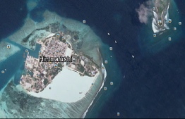 Satellite images of Himmafushi and Girifushi; the inmates attempted to escape from Asseyri Jail in Himmafushi--