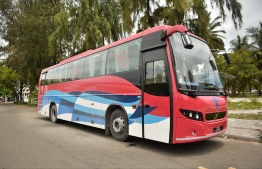 An MTCC bus, which provides public transport in Hulhumale'. FILE PHOTO: HUSSAIN WAHEED / MIHAARU