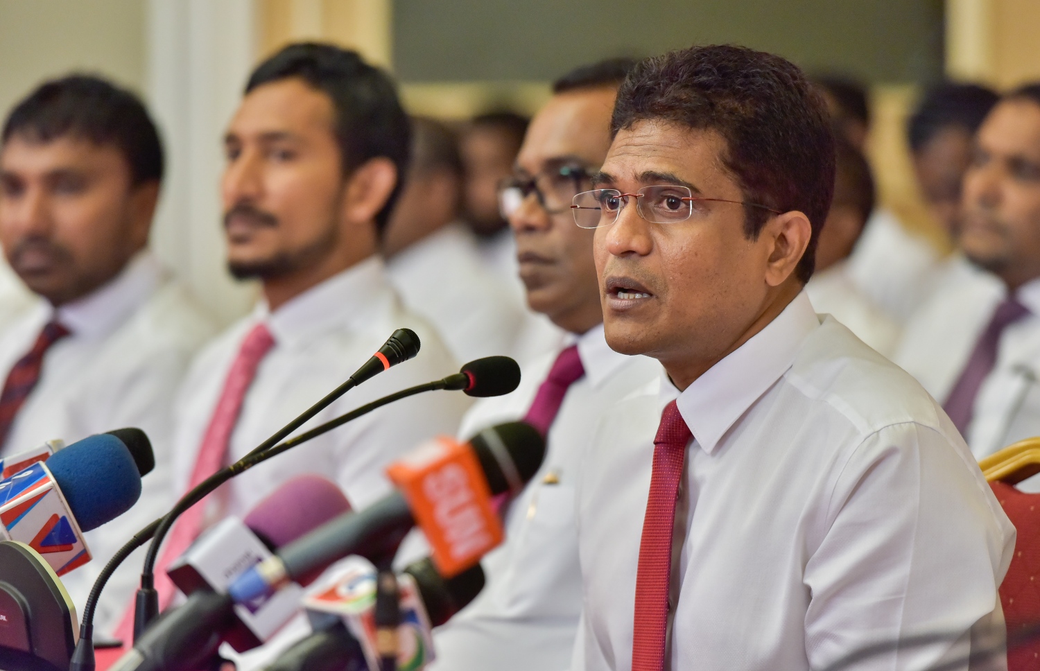 މިއަދުގެ ނިއުސް ބްރީފިންގައި ނިހާން ވާހަކަ ދައްކަވަނީ.---ފޮޓޯ: ނިޝާން އަލީ/މިހާރު