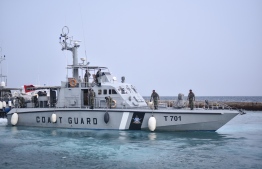 (FILE) A coast guard vessel: MNDF said the coast guard was overseeing the move of the fishing vessel to  Laamu Kadhdhoo -- Photo: Mihaaru