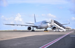 A parked airplane of Qatar Airways at Velana International Airport. FILE PHOTO/MIHAARU