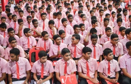 Iskandhar School assembly.-- Photo: Mihaaru