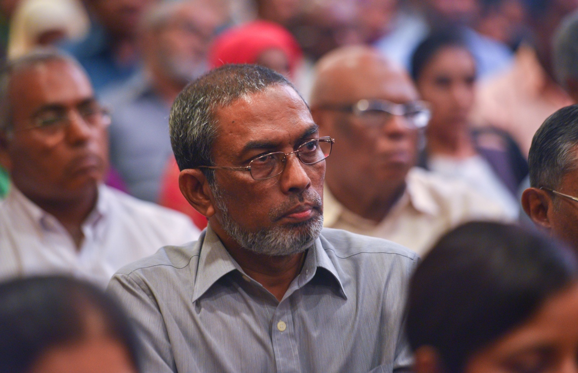 މާލެ: ޖޫން 21، 2017- މި ރޯދަމަހުގެ 27 ވިލޭރެއާ ދިމާކޮށް މައުމޫން ފައުންޑޭޝަނުން ބޭއްވި އިހްޔާ ޖަލްސާ ހުށަހެޅުއްވި އަހުމަދު ޝަކީބް.---މިހާރު ފޮޓޯ: ހުސެއިން ވަހީދު