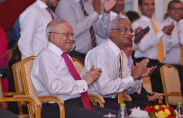 Former president Maumoon Abdul Gayyoom With incumbent President Ibrahim Mohamed Solih. The 81-year-old former president announced that his test for COVID-19 came back positive on late Tuesday. PHOTO: MIHAARU