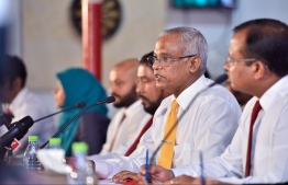 Presidential campaign 2018: President Ibrahim Mohamed Solih with some of the senior leaders of the Coalition during the 2018 Presidential Election campaign. President Solih has sent a letter to party leaders requesting coalition discussion -- Photo: Mihaaru Photos