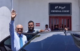 Maumoon attending court for his son MP Faris Maumoon's criminal court case hearing. PHOTO: MIHAARU