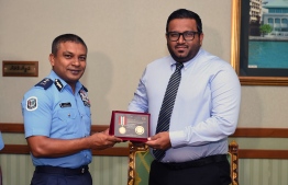 Former Vice President Ahmed Adheeb and former Police commissioner Hussain Waheed. PHOTO: PRESIDENT'S OFFICE