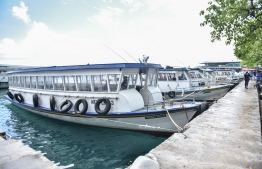 Ferries operated by the Maldives Transport and Contracting Company (MTCC) moored at the Hulhule' Ferry Terminal. PHOTO: HUSSAIN WAHEED / MIHAARU