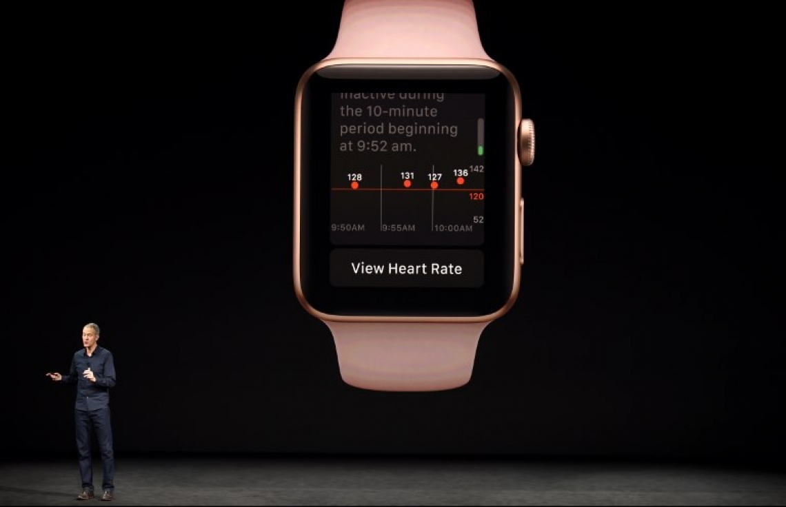 އެޕަލްގެ އާ އުފެއްދުންތައް ދައްކާލުމަށް، ކެލިފޯނިއާގެ ކަޕަޓީނޯގައި ހުންނަ އެ ކުންފުނީގެ އާ ކެމްޕަސްގައ ސެޕްޓެމްބަރު 12، 2017 ގައި ބޭއްވި ހާއްސަ ހަފުލާގައި ކުންފުނީގެ ވައިސް ޕްރެޒިޑެންޓް އޮފް ވޯލްޑްވައިޑް މާކެޓިން ފިލް ޝިލާ އެޕަލް ވޮޗް ތައާރަފްކޮށްދެއްވަނީ. -- ފޮޓޯ: އޭއެފްޕީ