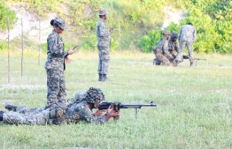 Military personnel undergoing training. Security forces are currently on high alert patrolling across the country. PHOTO: MNDF