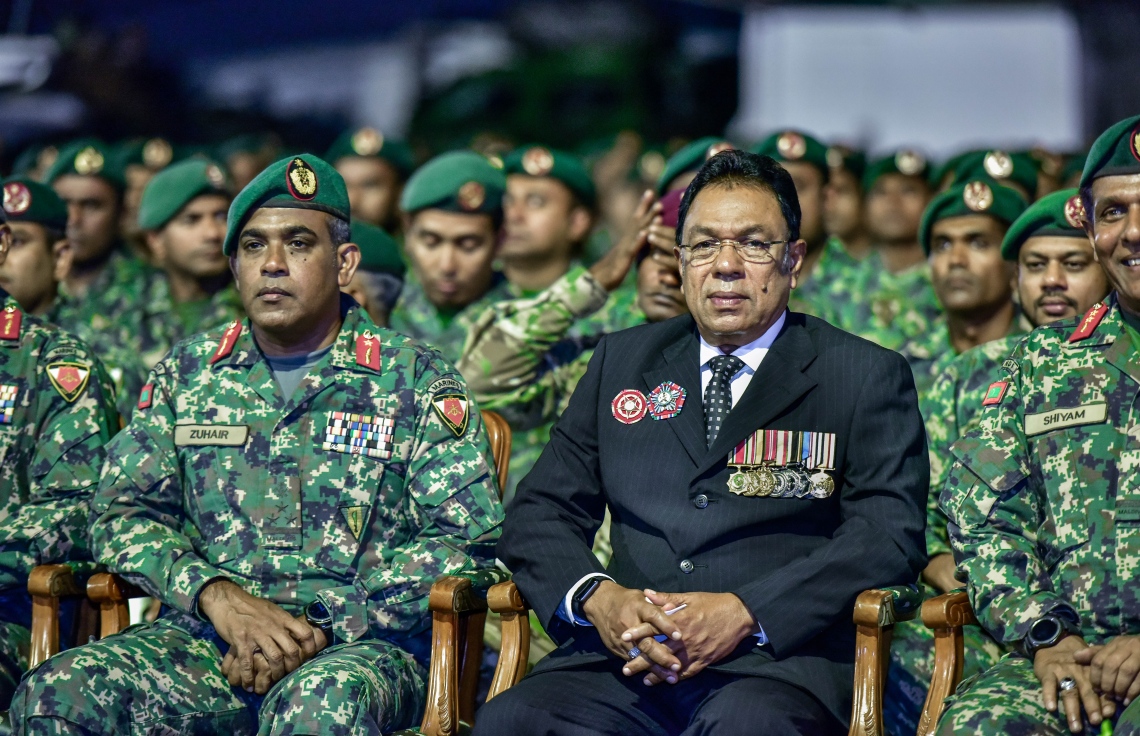 މާލެ: 3 ނޮވެމްބަރު 2017، ނަސްރުގެ ދުވަސް ފާހަގަކުރުމުގެގޮތުން އެމްއެންޑީއެފުން ކަޅުތުއްކަލާކޮށީގައި މިރޭ ބޭއްވި ޖަލްސާގެ ތެރެއިން--. ފޮޓޯ: ނިޝާން އަލީ/މިހާރު