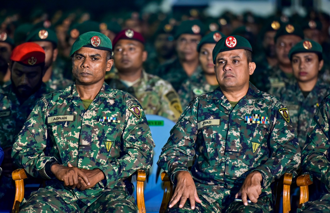 މާލެ: 3 ނޮވެމްބަރު 2017، ނަސްރުގެ ދުވަސް ފާހަގަކުރުމުގެގޮތުން އެމްއެންޑީއެފުން ކަޅުތުއްކަލާކޮށީގައި މިރޭ ބޭއްވި ޖަލްސާގެ ތެރެއިން--. ފޮޓޯ: ނިޝާން އަލީ/މިހާރު