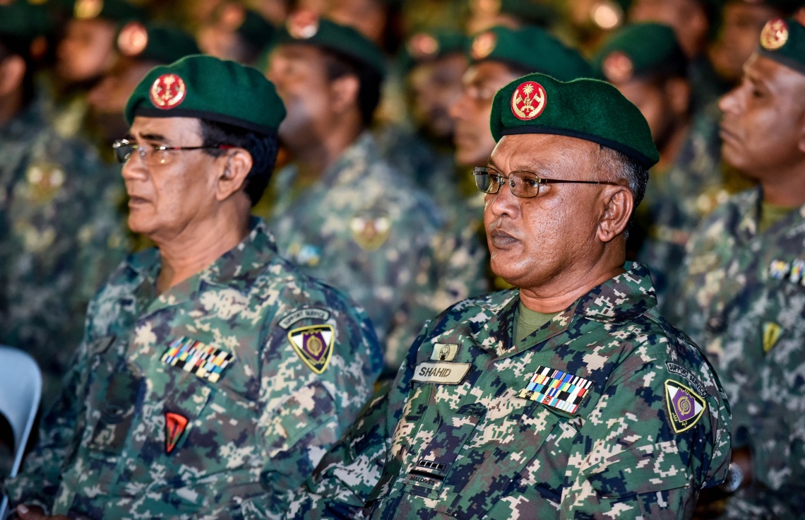 މާލެ: 3 ނޮވެމްބަރު 2017، ނަސްރުގެ ދުވަސް ފާހަގަކުރުމުގެގޮތުން އެމްއެންޑީއެފުން ކަޅުތުއްކަލާކޮށީގައި މިރޭ ބޭއްވި ޖަލްސާގެ ތެރެއިން--. ފޮޓޯ: ނިޝާން އަލީ/މިހާރު