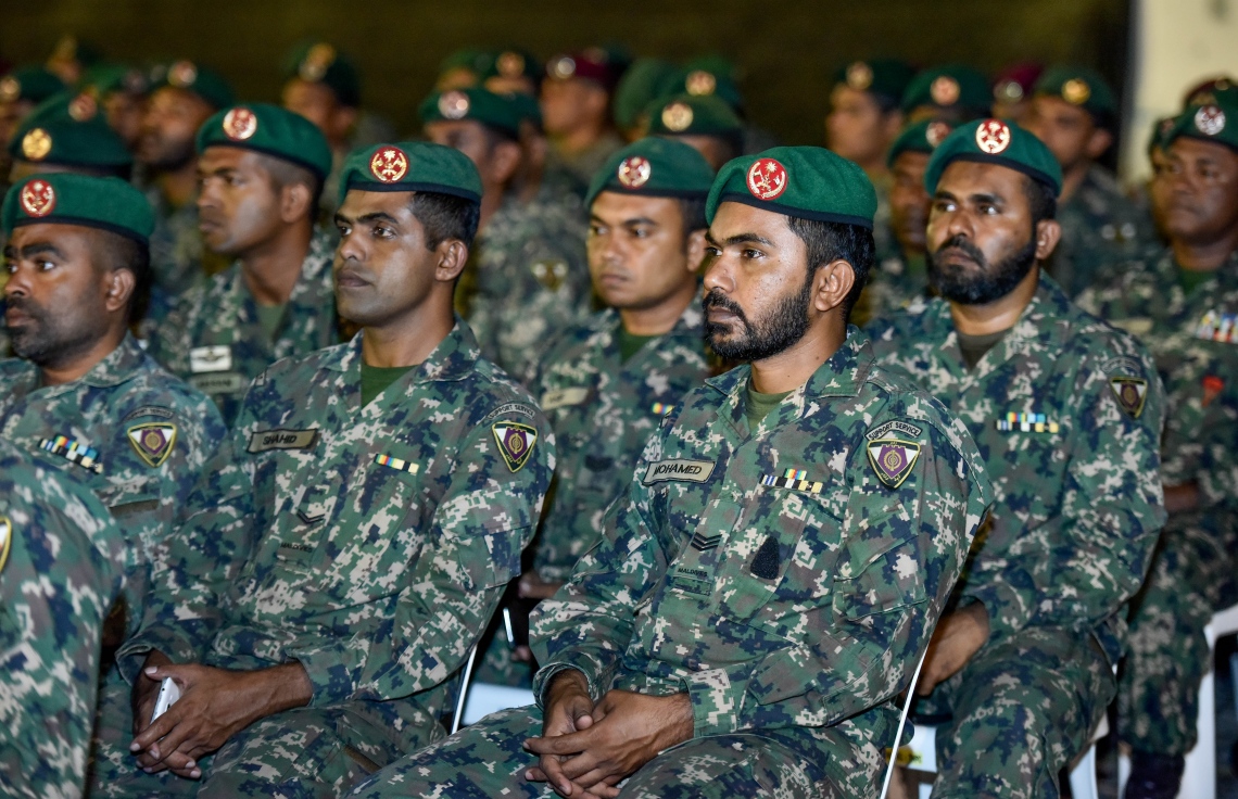 ނަސްރުގެ ދުވަހުގެ މުނާސަބަތުގައި ކަޅުތުއްކަލާ ކޮށީގައި ސިފައިން ބޭއްވި ހާާއްސަ ޖަލްސާ. -- ފޮޓޯ: ނިޝާން އަލީ/މިހާރު