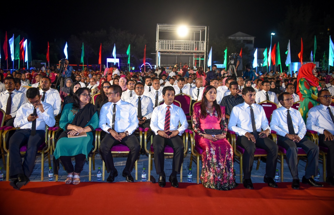 މާލެ: ނޮވެމްބަރު 9، 2017- "އަސްތާ" ގެ ނަމުގައި ޕީޕީއެމުން ބޭއްވި ޖަލްސާގެ ތެރެއިން.---ފޮޓޯ: ނިޝާން އަލީ/މިހާރު