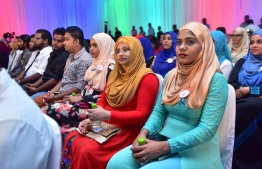 Young people attending the National Youth Day celebrations in 2017. PHOTO: HUSSAIN WAHEED/MIHAARU