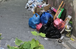 Garbage dumped on the streets of Male'. PHOTO: HAFEEZA AHMED/ MIHAARU