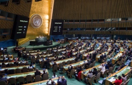 Wide view of the General Assembly meeting held in December 2017 to consider the necessity of ending the economic, commercial and financial embargo imposed by the United States of America against Cuba. UN Photo/Amanda Voisard