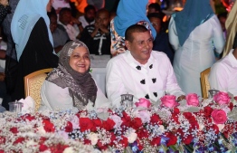 Former First Lady Fathimath Ibrahim (L) and Meedhoo MP Ahmed Siyam (R)