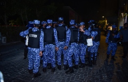 Police officers deployed on the streets of Male City following the Supreme Court's landmark ruling of February 1, 2018. PHOTO/MIHAARU