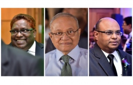 L-R: Judge Ali Hameed, former President Maumoon Abdul Gayoom, and Chief Justice Abdulla Saeed.IMAGE/MIHAARU