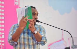 MP Ali Arif at Progressive Party of Maldives' 'Rumaalu 2' Campaign Hub. PHOTO: HUSSAIN WAHEED