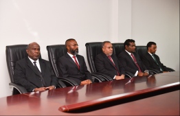 Judges pictured during an appointment ceremony. PHOTO: HUSSAIN WAHEED/MIHAARU
