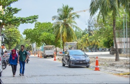 [File] Boduthakurufaanu Magu road development in 2018: The road was developed to facilitate vehicular traffic to the Sinamalé bridge and avoid congestion.
