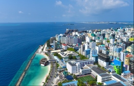 MALE: View of Male City's western coast from the rooftop of Dharumavantha Hospital. PHOTO: HUSSAIN WAHEED/MIHAARU