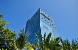 MALE: Dharumavantha Hospital, the new 25-storey state hospital being developed in Male City. PHOTO: HUSSAIN WAHEED/MIHAARU