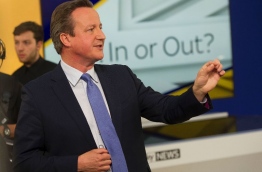 A handout picture released by Sky News shows British Prime Minister David Cameron speaking with members of the audience during a televised event in London on June 2, 2016. 