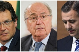 This combination of file pictures shows (L-R) Jerome Valcke, Joseph S. Blatter and Markus Kattner