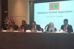 The leading members of the Maldives United Opposition in London.