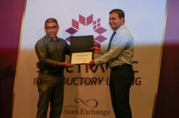 Spectra became the first private firm to be listed in the Maldives stock exchange. MIHAARU PHOTO/MOHAMED SHARUHAAN