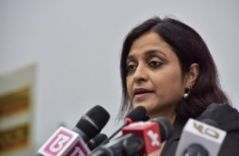 Foreign Minister Dhunya Maumoon pictured during a press conference. MIHAARU FILE PHOTO