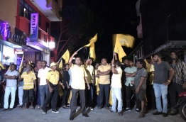 MDP supporters gathered for the march to mark its 11th anniversary on Monday. MIHAARU PHOTO/ALI NAAFIZ