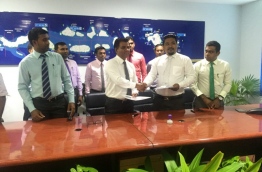 MIFCO’s managing director Adli Ismail and Gemanafushi Council’s chair Abdulla Shiyan signed the agreement at a ceremony held at MIFCO head office. MIHAARU PHOTO