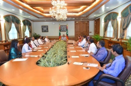 President Abdulla Yameen Abdul Gayoom meets his cabinet after a recent reshuffle. PHOTO/PRESIDENT'S OFFICE