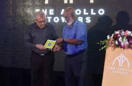 The Apollo Towers, being constructed in the Yacht Marina area located on the northwest coast of Hulhumale for MVR 200 million, was inaugurated by vice president Abdullah Jihad and Apollo Holdings’ managing director Abdul Muhsin. MIHAARU PHOTO/MOHAMED SHARUHAAN